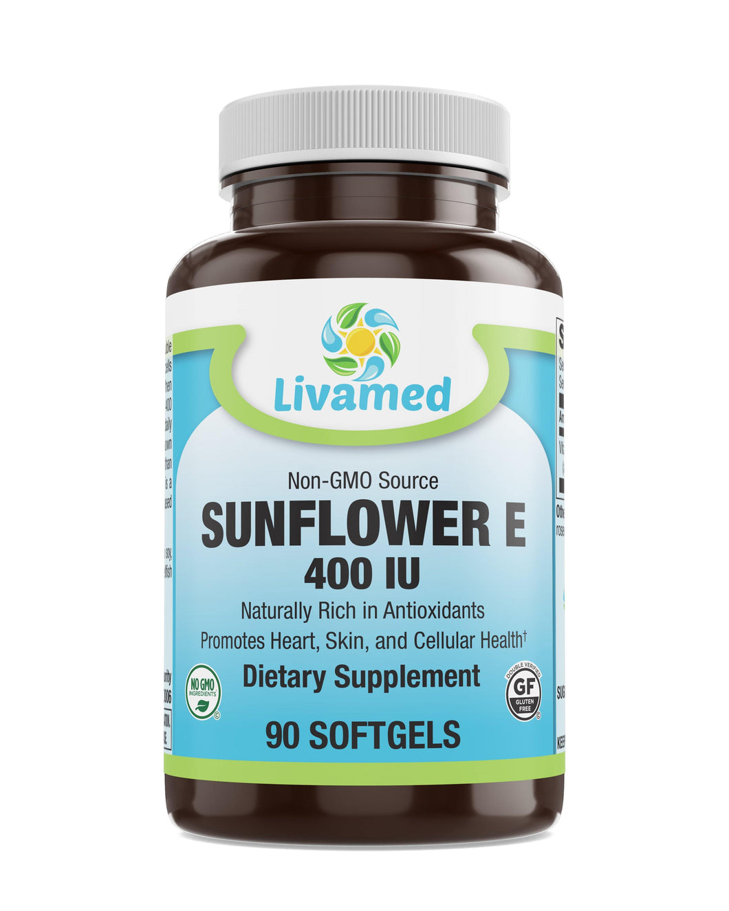 Livamed - Non-GMO Sunflower E 400 IU Softgels 90 Count - Livamed Vitamins
