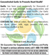 Garlic 500 mg 100:1 Extract Odor-Reduced Softgels 250 Count