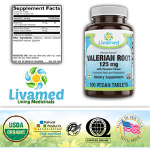 Valerian Root 125 mg with Passion Flower Veg Tabs 100 Count