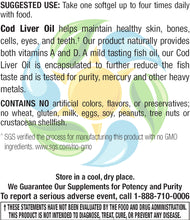 Cod Liver Oil Softgels 250 Count