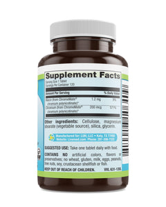 Livamed - Chromium Picolinate 200 mcg (ChromeMate® GTF) Veg Tabs 120 Count XXX - Livamed Vitamins