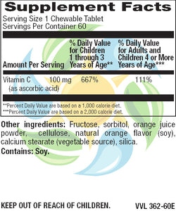 Kids Chewable C 100 mg Veg Tabs 60 Count