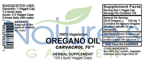 Oregano Oil - 120 Liquid Veggie Caps with 510mg Mediterranean Oil of Oregano