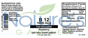 B12 Drops 1000 mcg/ml  - 2 oz Liquid Vitamins