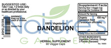 Dandelion Root Supplement - 90 Veggie Caps with Organic Dandelion Root Powder