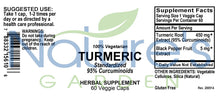 Turmeric - 60 Veggie Caps with Curcumin, Contains 95% Curcuminoids & Piperine Black Pepper Extract