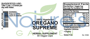 Oregano Supreme (w/ Garlic, Onion, Ginger & Cayenne)  - 90 Veggie Caps
