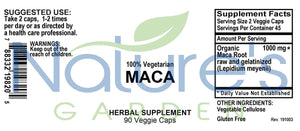 Maca - 90 Veggie Caps with 1000 mg Organic Raw Maca Root