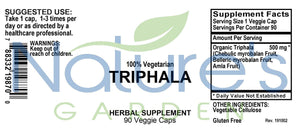 Triphala  - 90 Veggie Caps with 500mg Organic Blend of Amla Indian Fruit