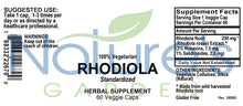 Rhodiola Powder Capsules (3% Rosavins, 1% Salidrosides) 60 VegCap