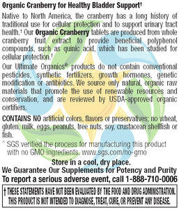 Organic Cranberry 500 mg Veg Tabs  30 Count