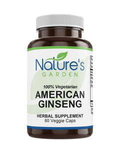 Ginseng, American - 60 Veggie Caps with 400mg Panax Quinquefolia Ginseng Root