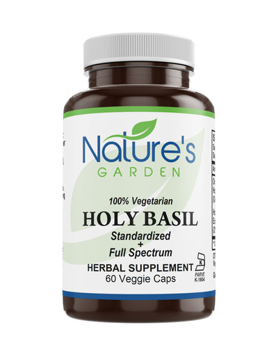 Holy Basil - 60 Veggie Caps with 450mg Organic Holy Basil Tulsi & Holy Basil Extract from India