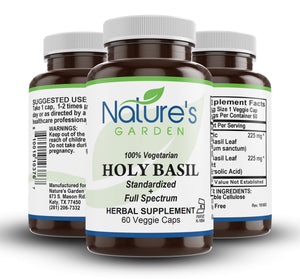 Holy Basil - 60 Veggie Caps with 450mg Organic Holy Basil Tulsi & Holy Basil Extract from India