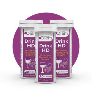 Omne Diem DrinkHD 20 Count 3 Pack - Diamine Oxidase - DAO Enzyme in a convienant Carry Package.