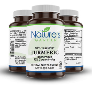 Turmeric - 120 Veggie Caps with Curcumin, Contains 95% Curcuminoids & Piperine Black Pepper Extract