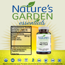 Nettles - 75 Veggie Caps - Made with 500mg Organic Stinging Nettles Leaf
