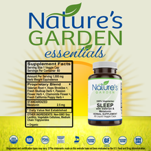 Organic Sleep Formula w/Valerian & Melatonin - 60 Liquid Veggie Caps with Organic Chamomile, Passion Flower, Skullcap, Hops & More!  - Herbal & Non-Habit Forming